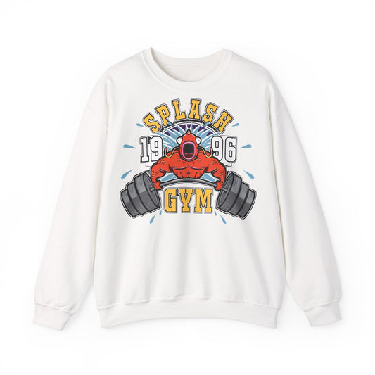 Splash Gym Unisex Heavy Blend™ Crewneck Sweatshirt - Bold Retro Design for Fitness Lovers White