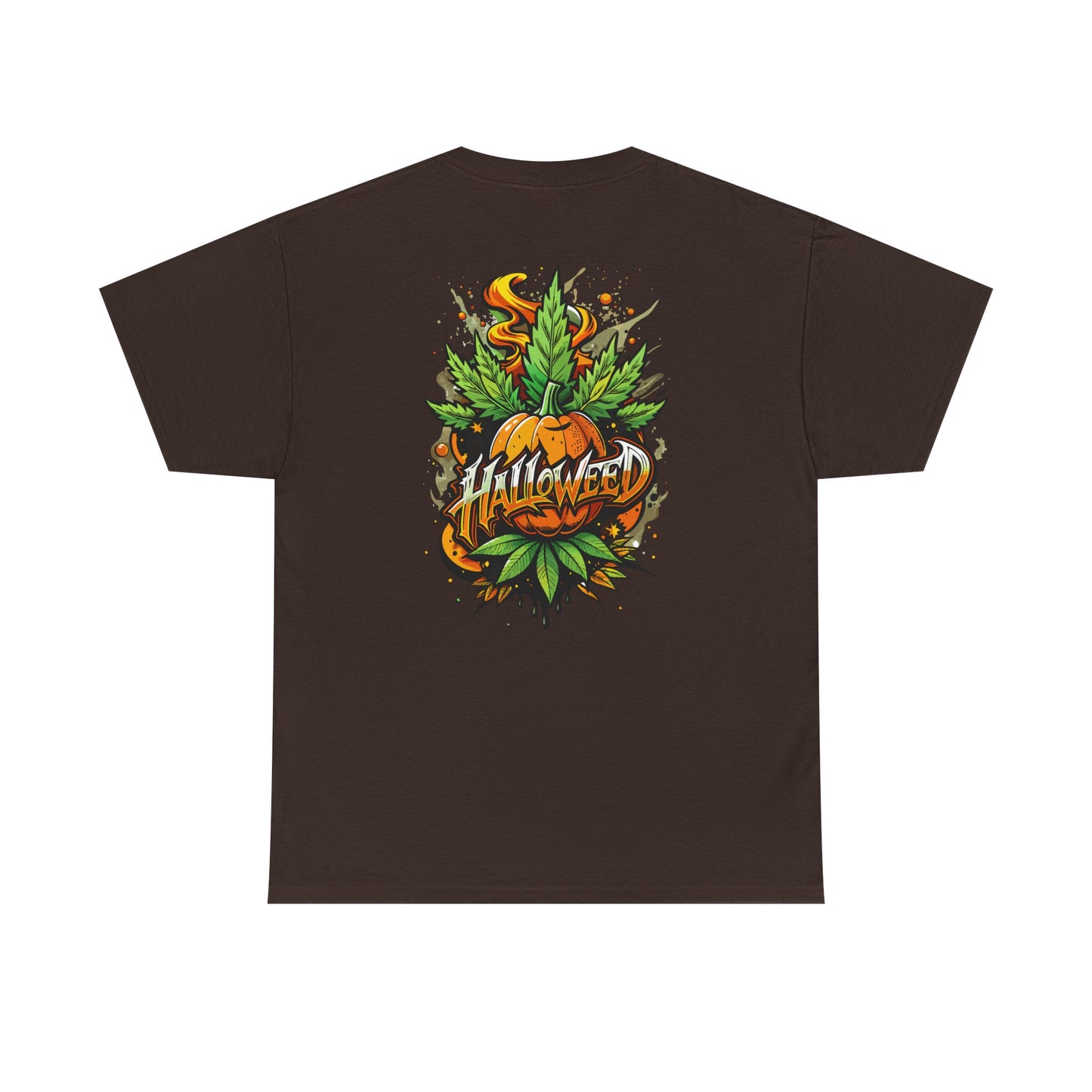 Hallowed Harvest Tee — Halloween Mask & Pumpkin Graphic T-Shirt