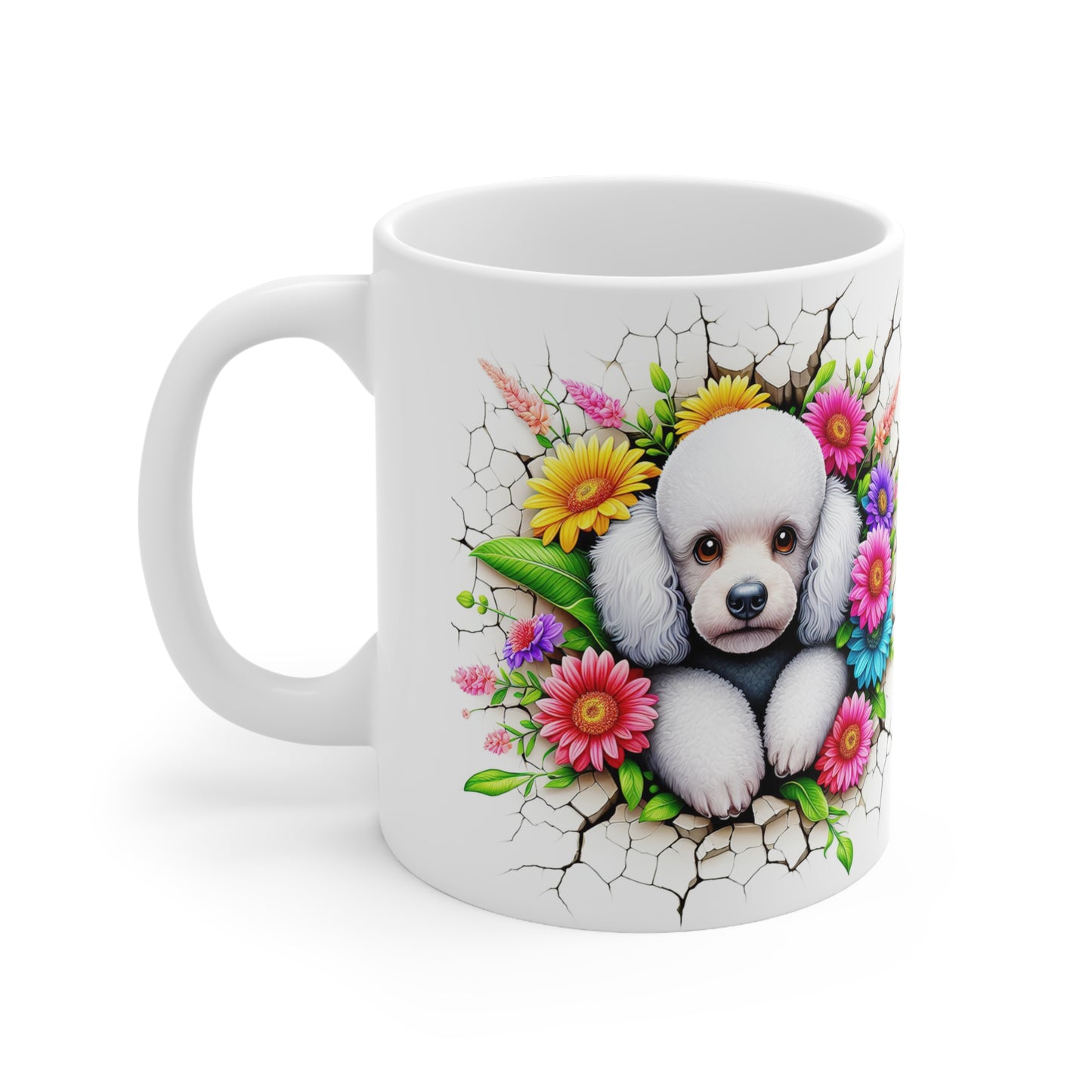 Cute Floral Panda & Poodle Ceramic Coffee Mug – 11oz & 15oz for Animal Lovers