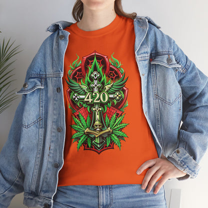 420 Cannabis Shield T-Shirt – Marijuana Leaf Stoner Graphic Tee