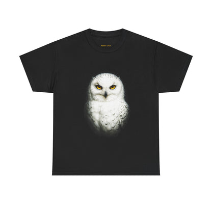 Snowy Owl Graphic Tee — Realistic White Owl Illustration T-Shirt