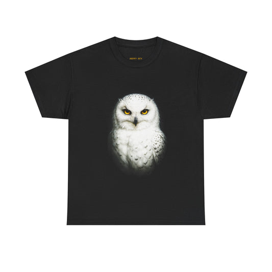 Snowy Owl Graphic Tee — Realistic White Owl Illustration T-Shirt