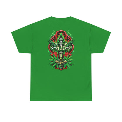 420 Cannabis Shield T-Shirt – Marijuana Leaf Stoner Graphic Tee