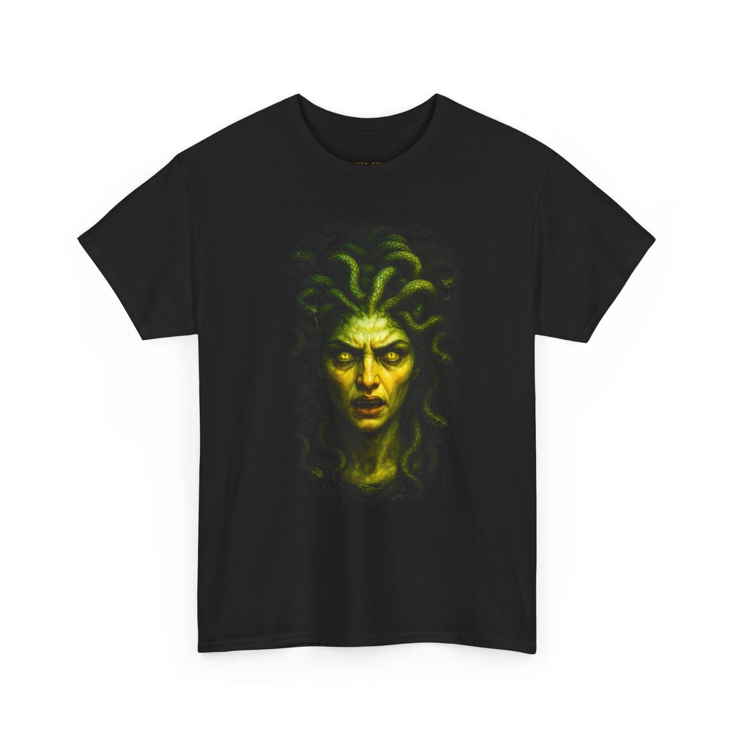 Medusa Portrait T‑Shirt — Neon Green Gorgon Art Tee