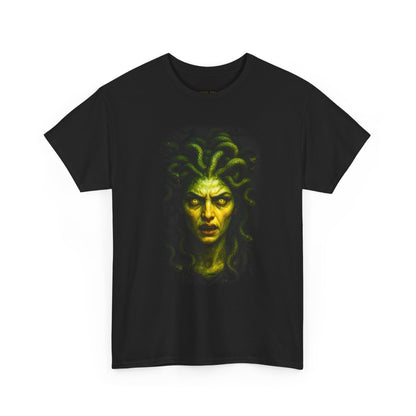 Medusa Portrait T‑Shirt — Neon Green Gorgon Art Tee