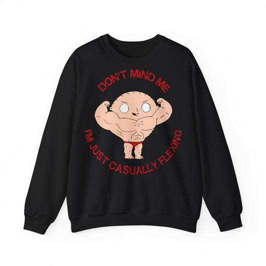 Funny Casual MuscleSweatshirt - "Don’t Mind Me, I’m Just Casually Flexing" Unisex Heavy Blend™ Crewneck Sweatshirt Black