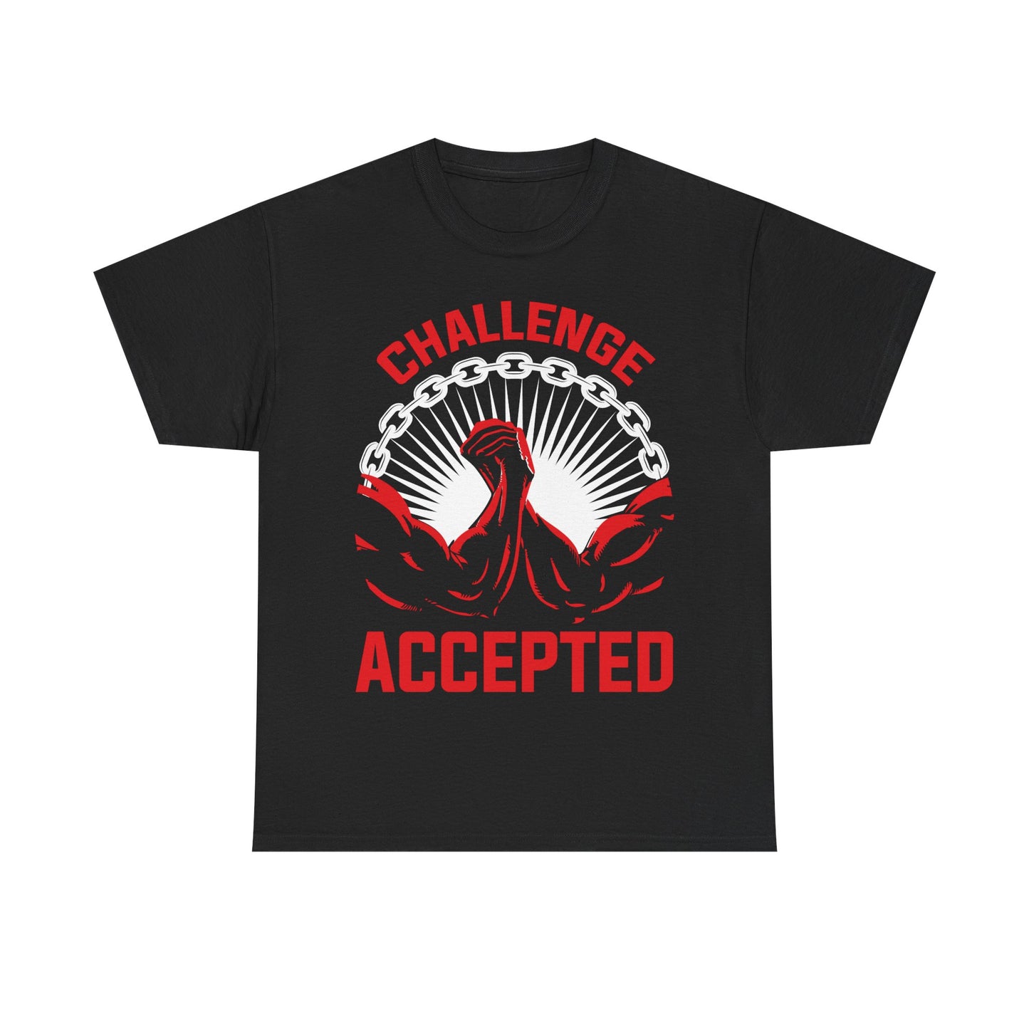 Challenge Accepted Unisex Heavy Cotton Tee - Motivational Fitness Shirt Black