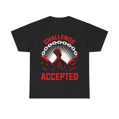 Challenge Accepted Unisex Heavy Cotton Tee - Motivational Fitness Shirt Black