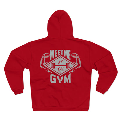Gym Motivation Unisex Hooded Zip Sweatshirt - 'Meet Me at the Gym'