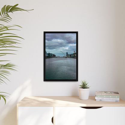 Samuel Beckett Bridge Matte Canvas, Framed (Multi-color)