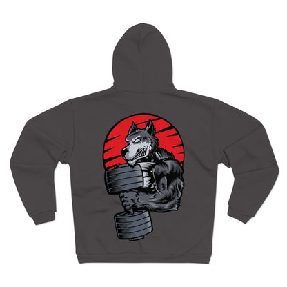 Gym Wolf Unisex Hooded Zip Sweatshirt - Bold Fitness Graphic Hoodie