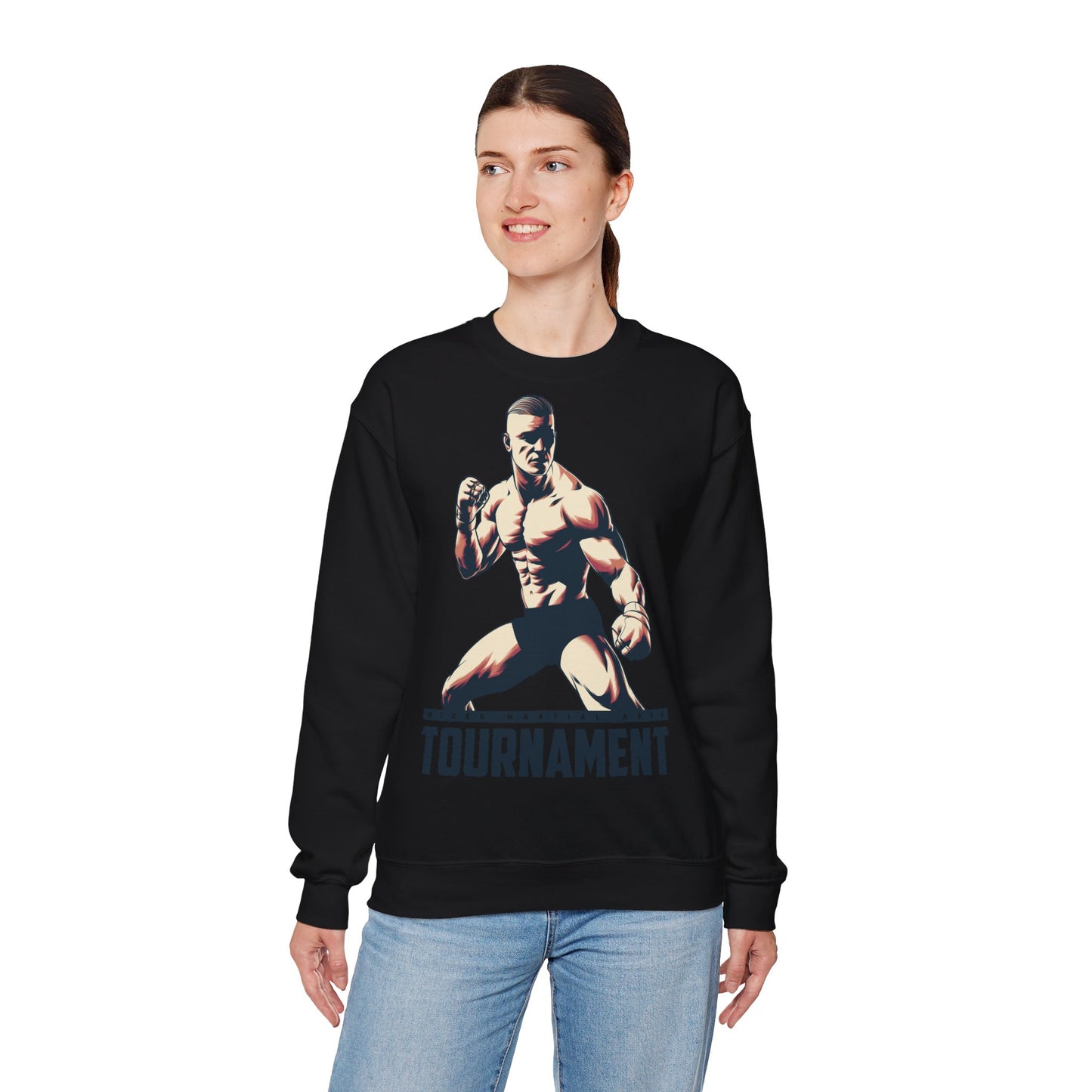 Unisex Heavy Blend™ Crewneck Sweatshirt - Motivational Fighter Design for Fitness Enthusiasts