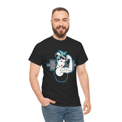 Empowered Women Heavy Cotton Tee - 'Girl Power' Fitness Shirt Black