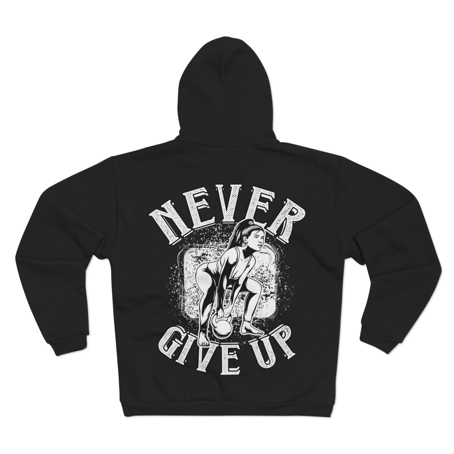 Motivational Unisex Hooded Zip Sweatshirt - 'Never Give Up'