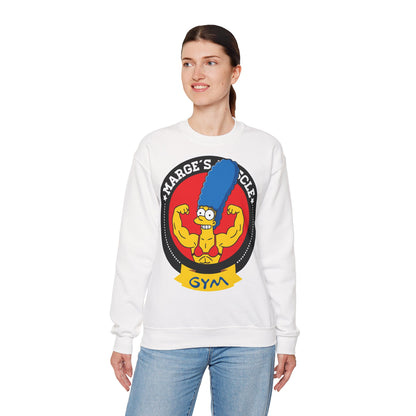 Marge's Muscle Gym Unisex Heavy Blend™ Crewneck Sweatshirt - Funny Sweatshirt for Fitness Enthusiasts White
