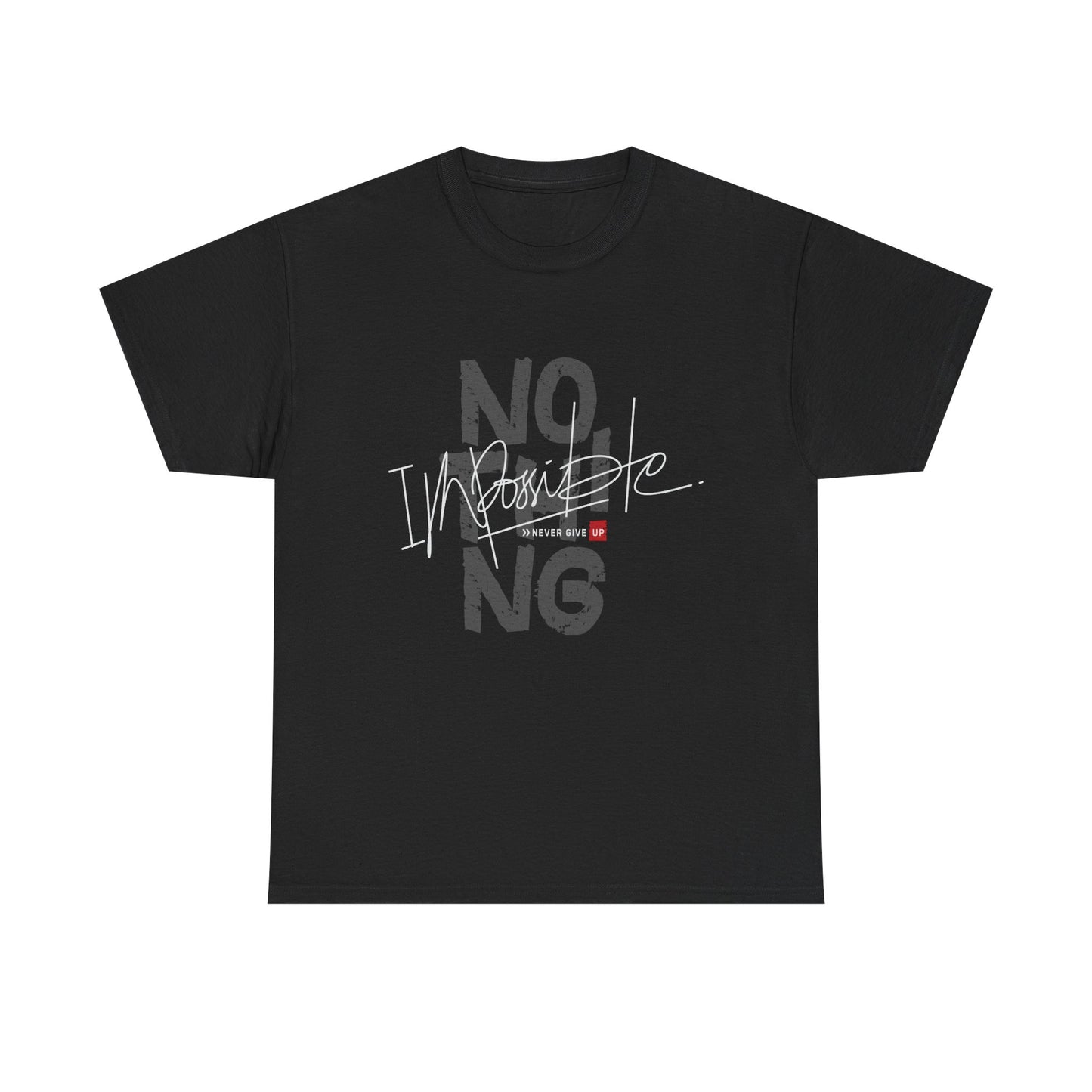 Unisex Heavy Cotton Tee - 'No Impossible' Motivational Shirt for Fitness & Inspiration
