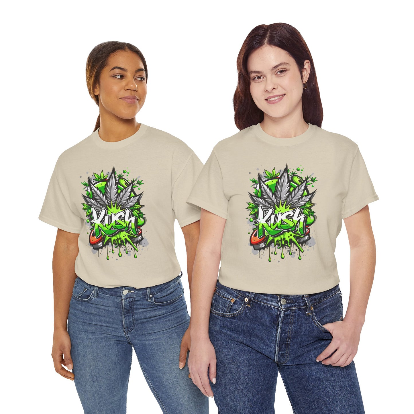 Kush Graffiti T-Shirt — Green Cannabis Leaf Street Art Tee
