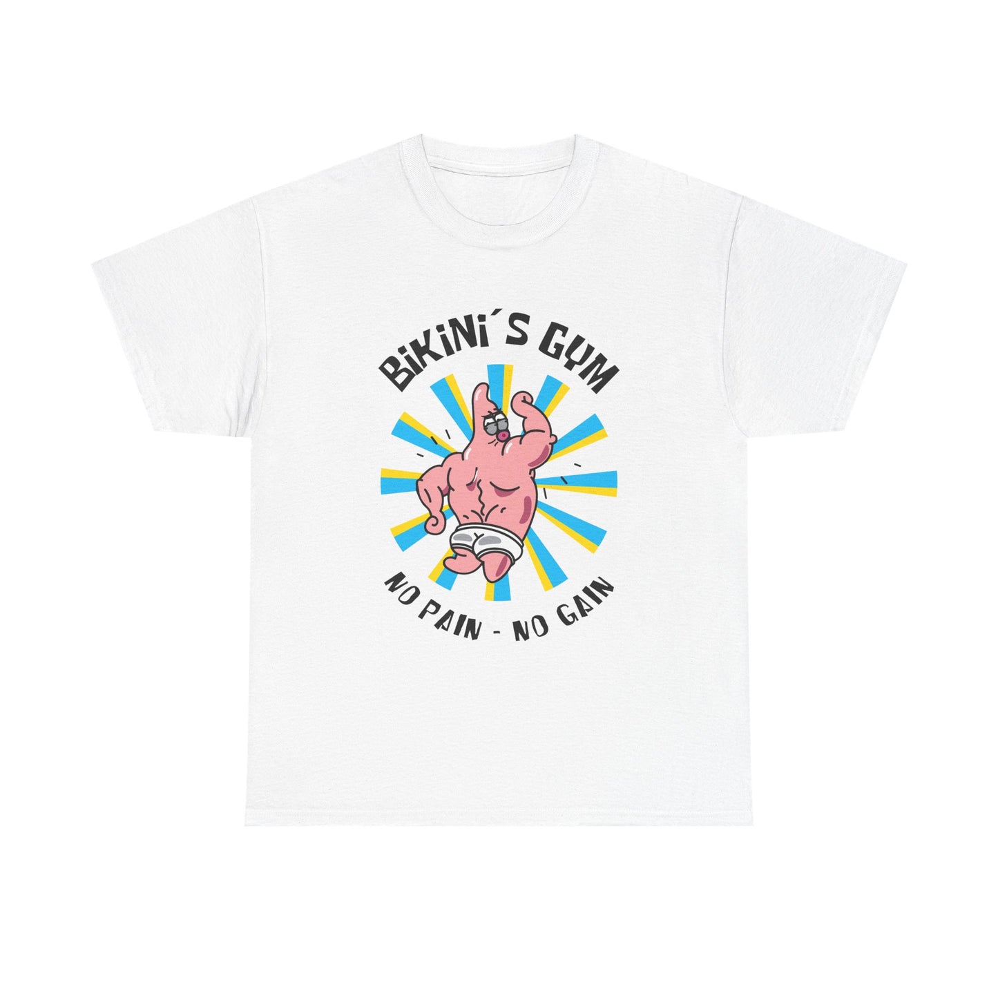 Bikini Bottom Gym Patrick Back White Unisex Heavy Cotton Tee