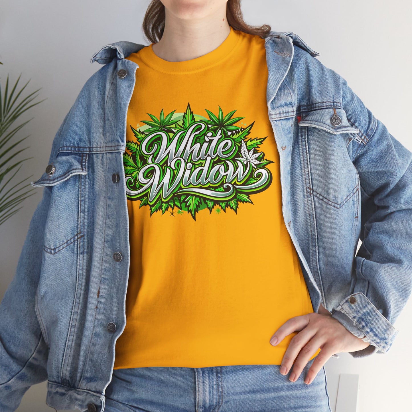 White Widow Graphic Tee — Cannabis Leaf Logo T-Shirt