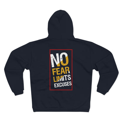 Motivational Zip-Up Hoodie - "No Fear Limits Excuses"