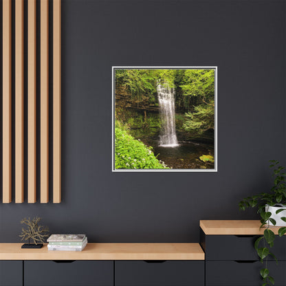 Glacer Waterfall Matte Canvas, Framed (Multi-color)