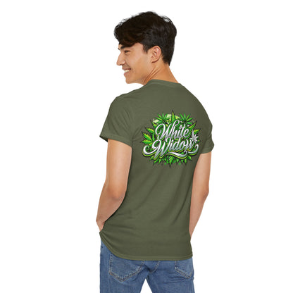White Widow Graphic Tee — Cannabis Leaf Logo T-Shirt