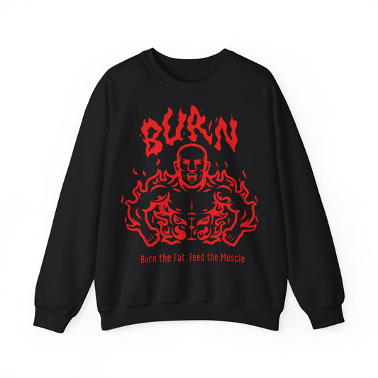 Fitness Motivation Unisex Heavy Blend™ Crewneck Sweatshirt - 'Burn the Fat, Feed the Muscle'