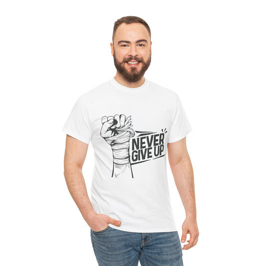Never Give Up Unisex Heavy Cotton Tee - Motivational T-Shirt for Daily Inspiration