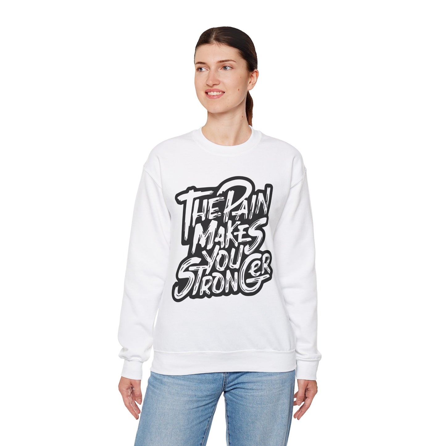 Motivational Crewneck Sweatshirt - "The Pain Makes You Stronger"