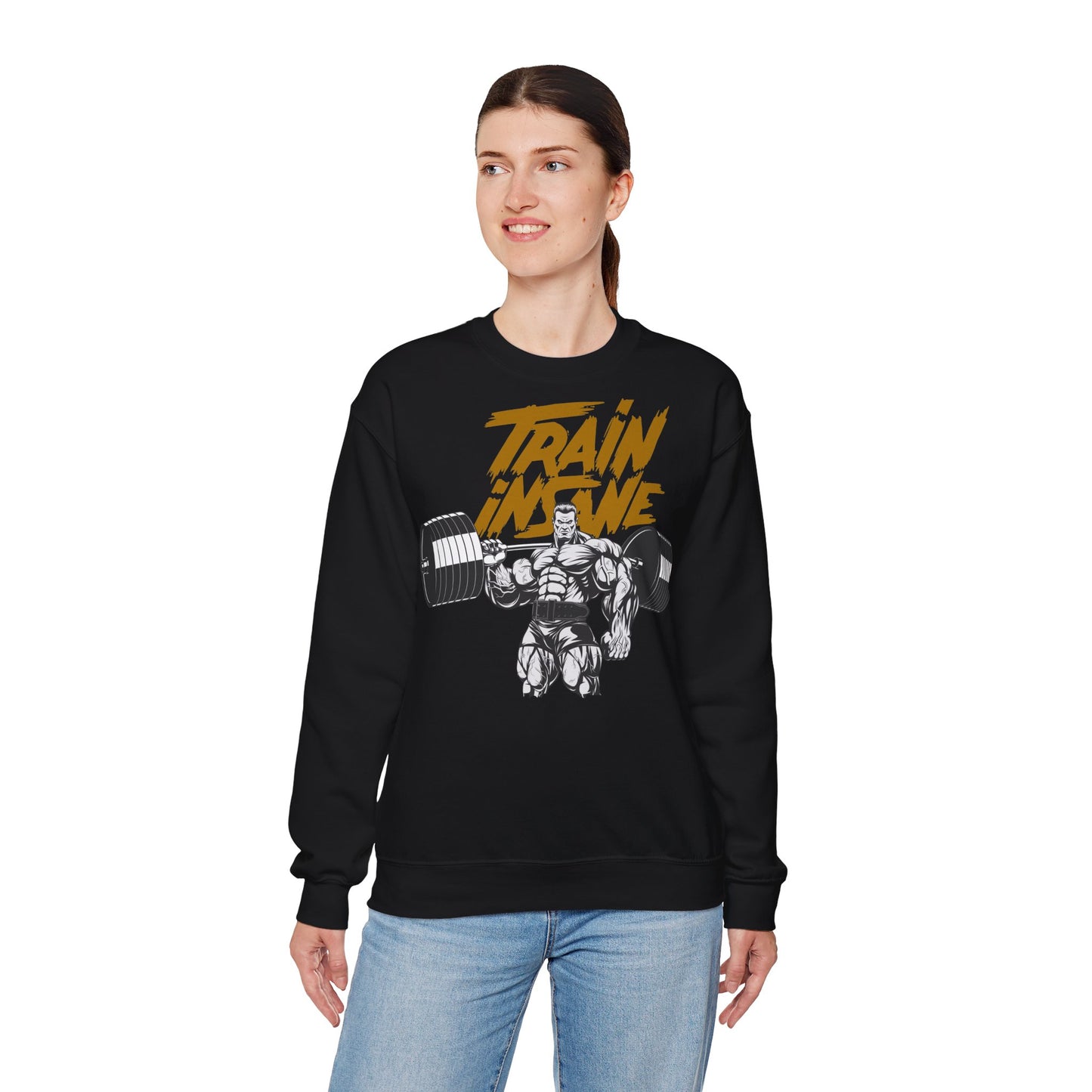 Train Insane Unisex Heavy Blend™ Crewneck Sweatshirt - Motivational Gym Sweatshirt for Fitness Lovers