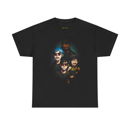 Band Portrait T-Shirt — Stylized Animated Rock Group Graphic Tee
