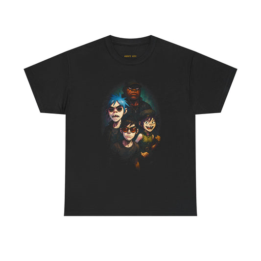 Band Portrait T-Shirt — Stylized Animated Rock Group Graphic Tee