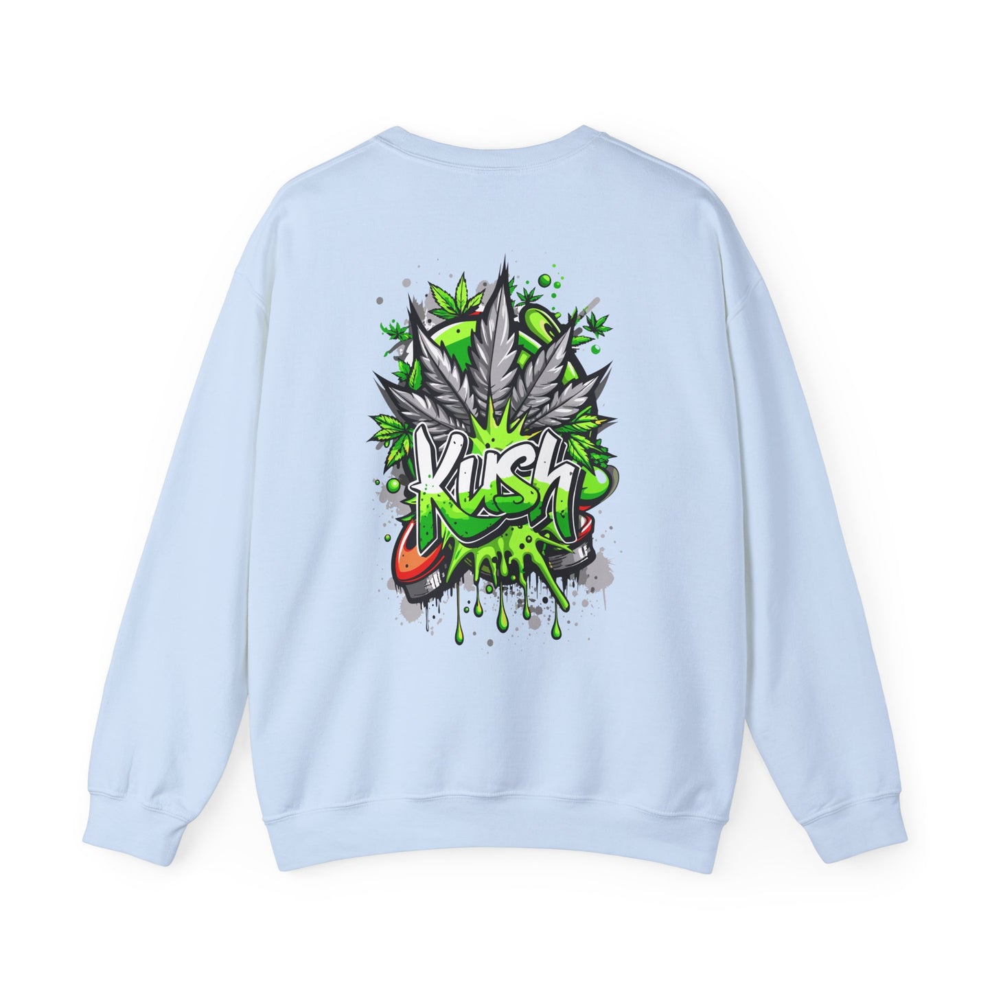 Kush Graffiti Sweatshirt — Green Cannabis Leaf Street Art