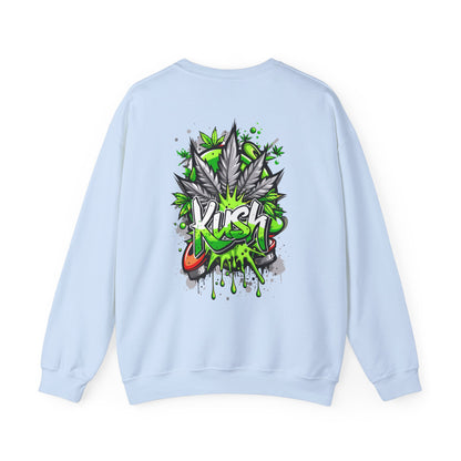 Kush Graffiti Sweatshirt — Green Cannabis Leaf Street Art