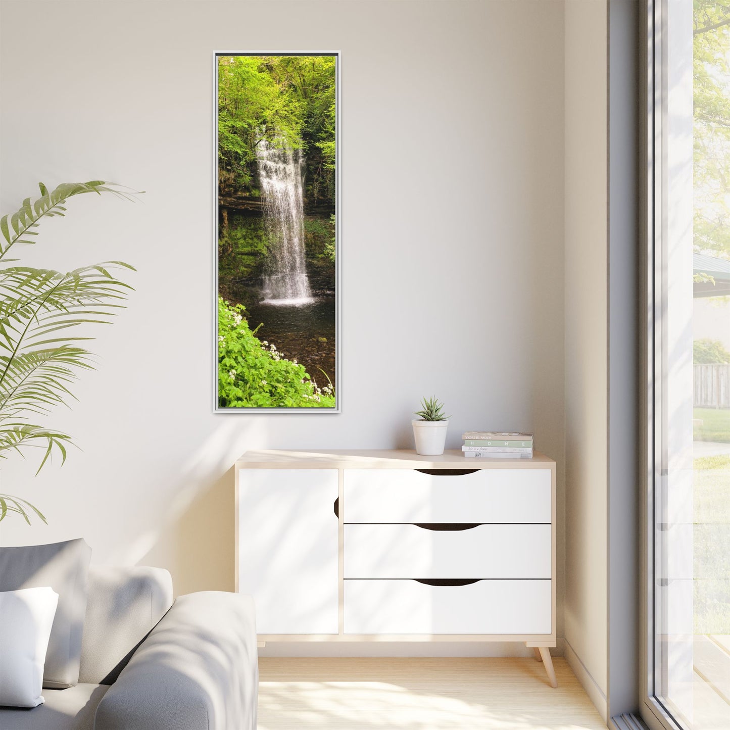 Glacer Waterfall Matte Canvas, Framed (Multi-color)