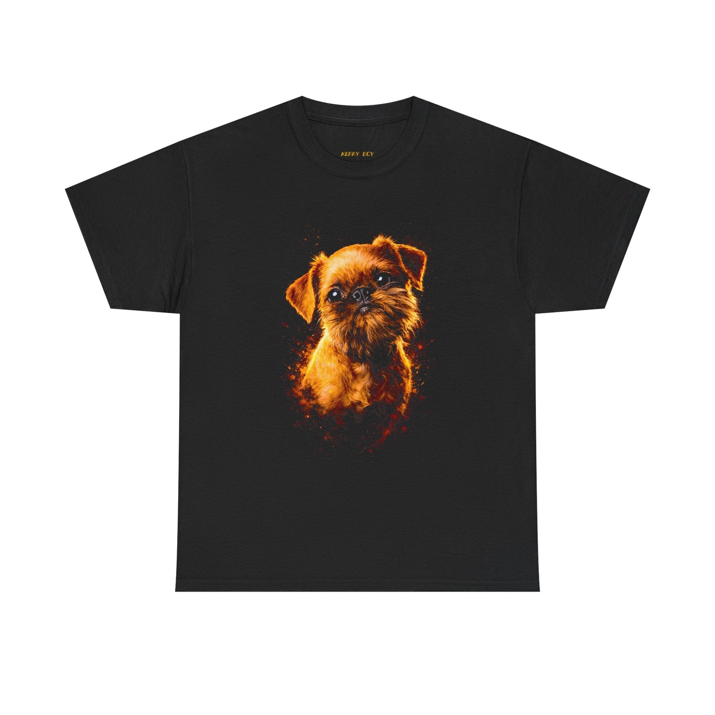 Fiery Brussels Griffon Graphic Tee — Cute Dog Flame Art T‑Shirt