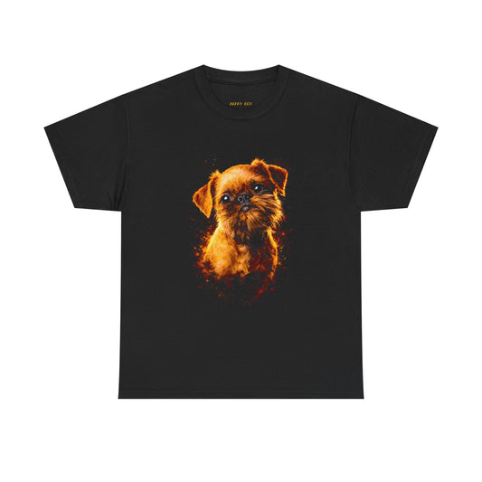 Fiery Brussels Griffon Graphic Tee — Cute Dog Flame Art T‑Shirt