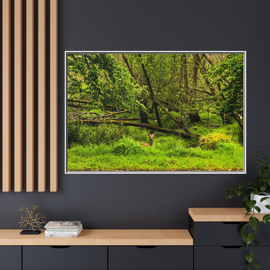 Deer in Ditch Matte Canvas, Framed (Multi-color)