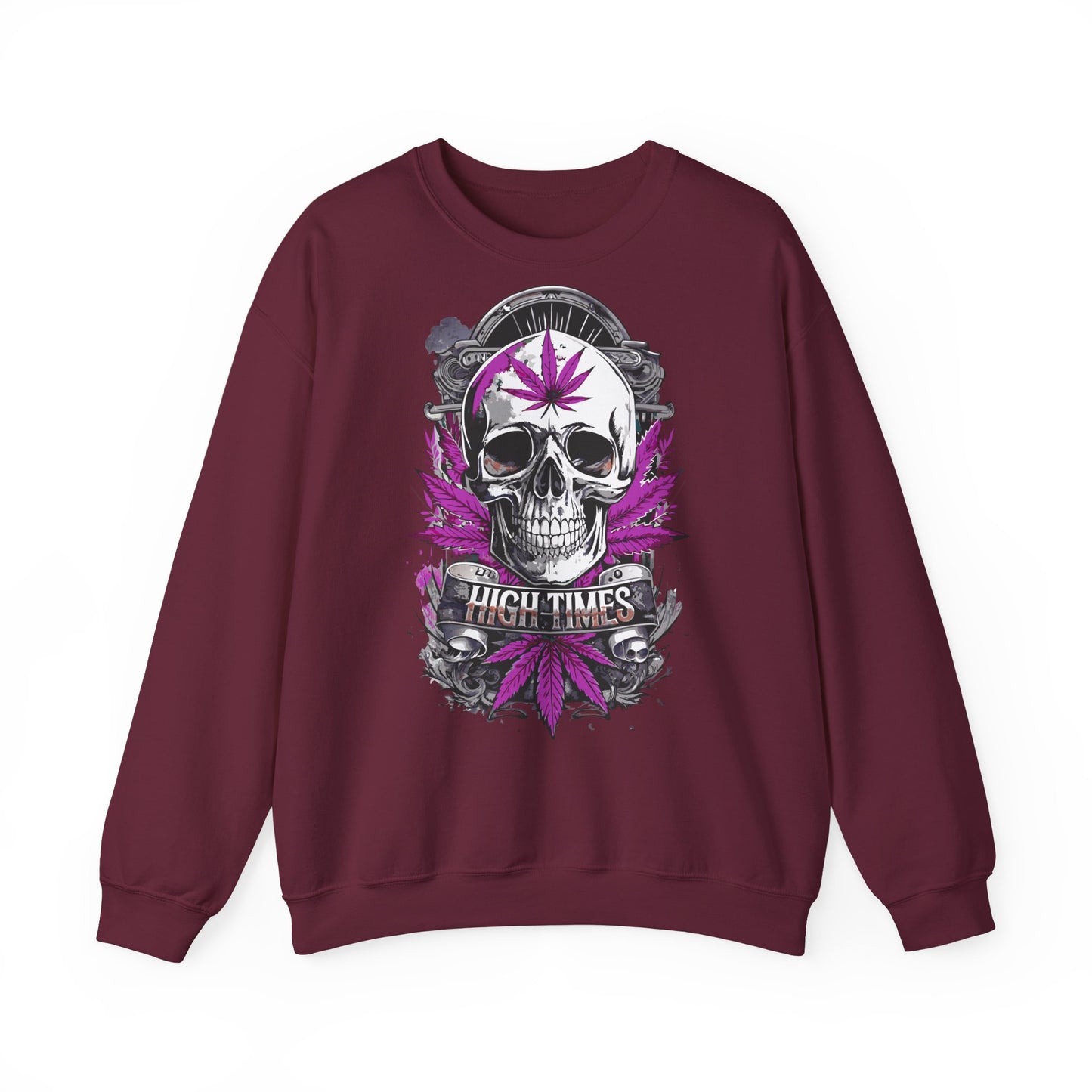 Skull & Purple Cannabis Leaf- "High Times" Graphic Sweatshirt