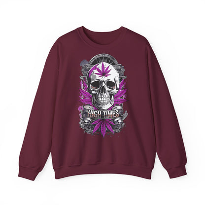 Skull & Purple Cannabis Leaf- "High Times" Graphic Sweatshirt