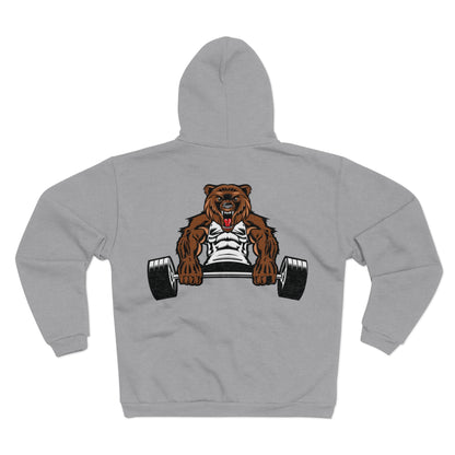 Motivational Bear Weightlifting Unisex Hooded Zip Sweatshirt