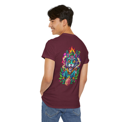 Psychedelic Flame Cat Graphic Tee — Colorful Trippy Cat Design