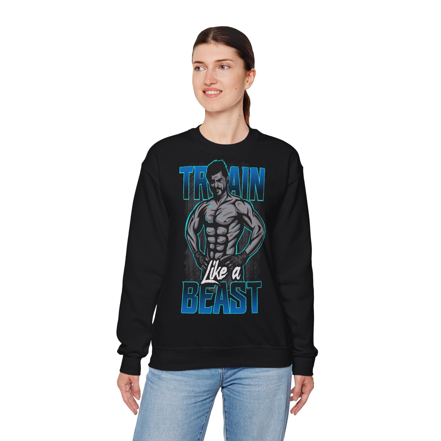 Train Like a Beast Unisex Heavy Blend™ Crewneck Sweatshirt - Fitness Motivation Apparel