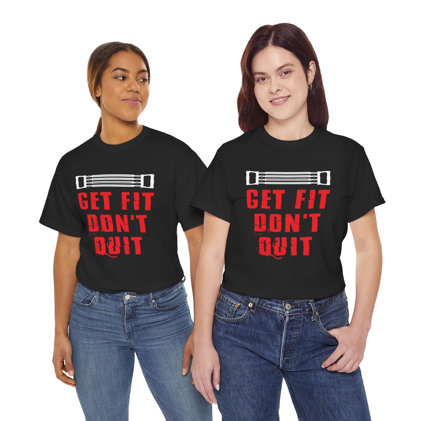 Motivational Fitness Tee - 'Get Fit Don't Quit' Unisex Heavy Cotton Shirt
