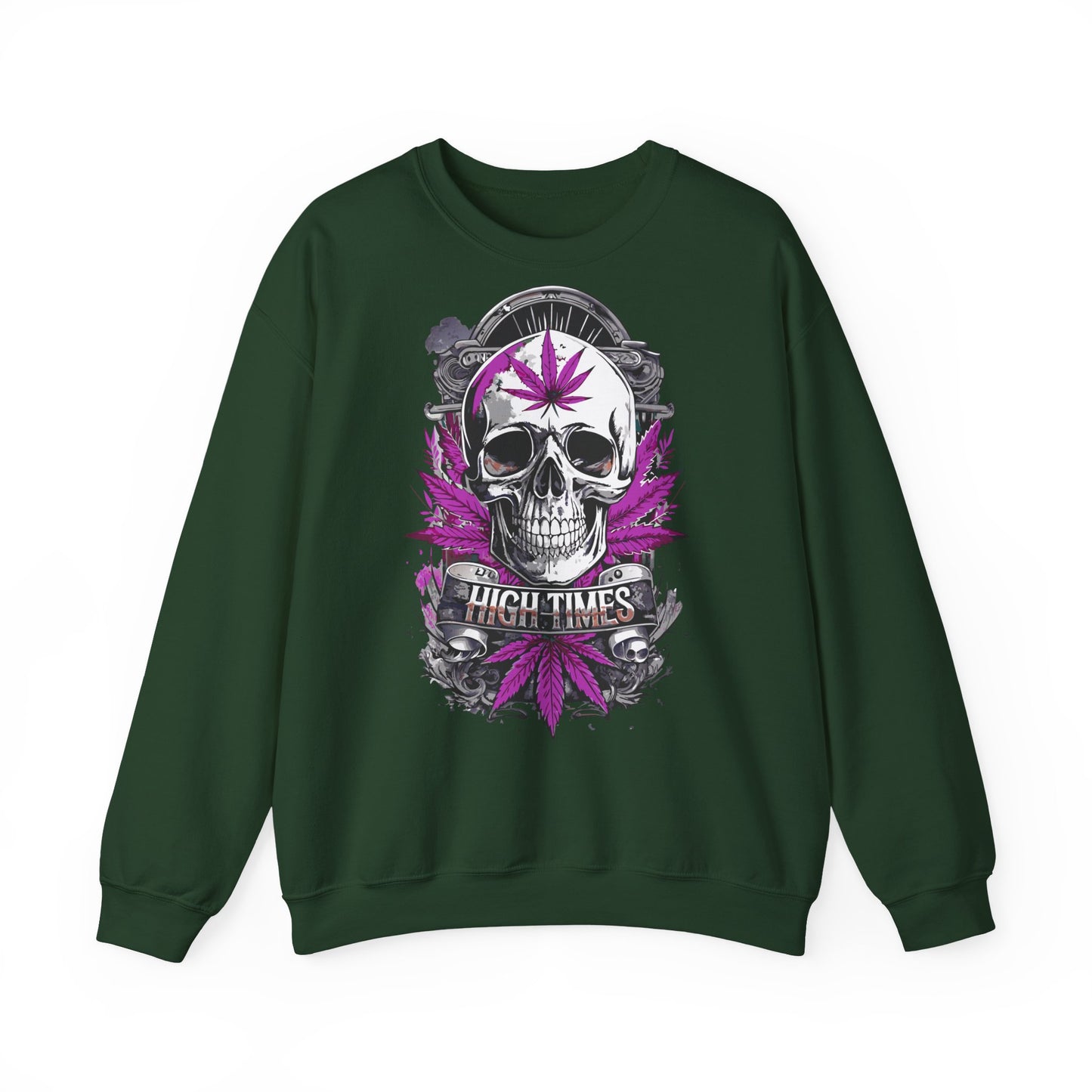 Skull & Purple Cannabis Leaf- "High Times" Graphic Sweatshirt