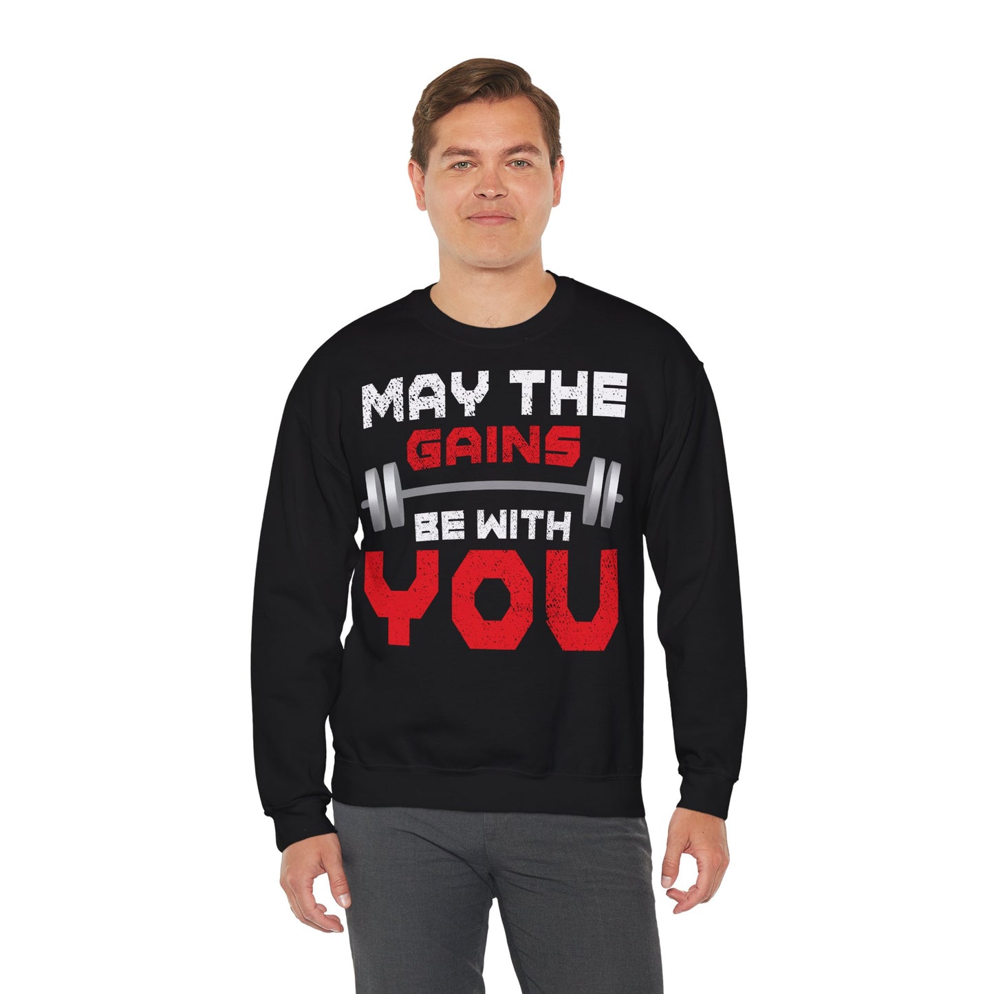 Motivational Gym - 'May the Gains Be With You' - Unisex Heavy Blend™ Crewneck Sweatshirt
