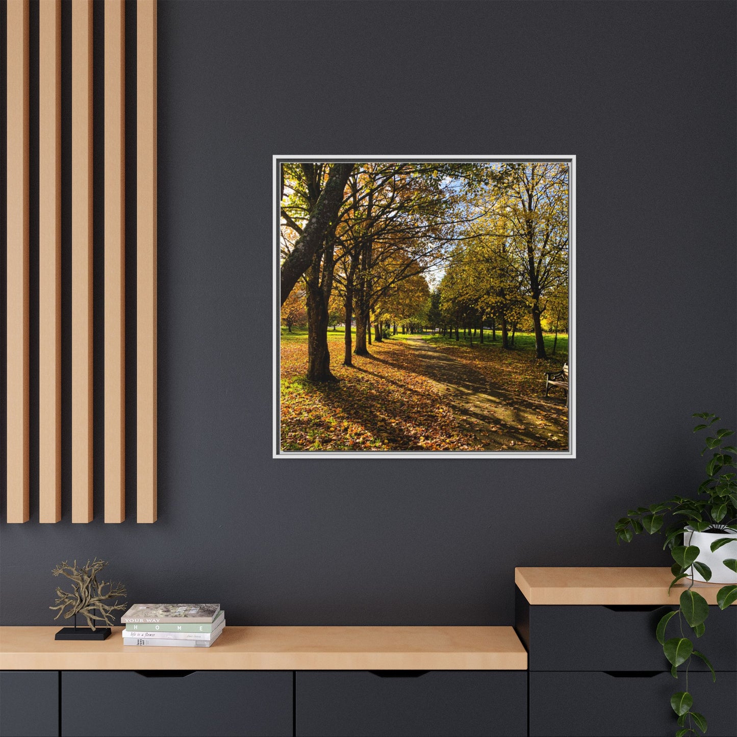 Listowel town Park Autumn Matte Canvas, Framed (Multi-color)