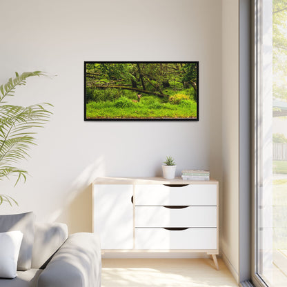 Deer in Ditch Matte Canvas, Framed (Multi-color)