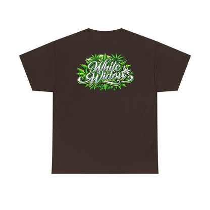 White Widow Graphic Tee — Cannabis Leaf Logo T-Shirt