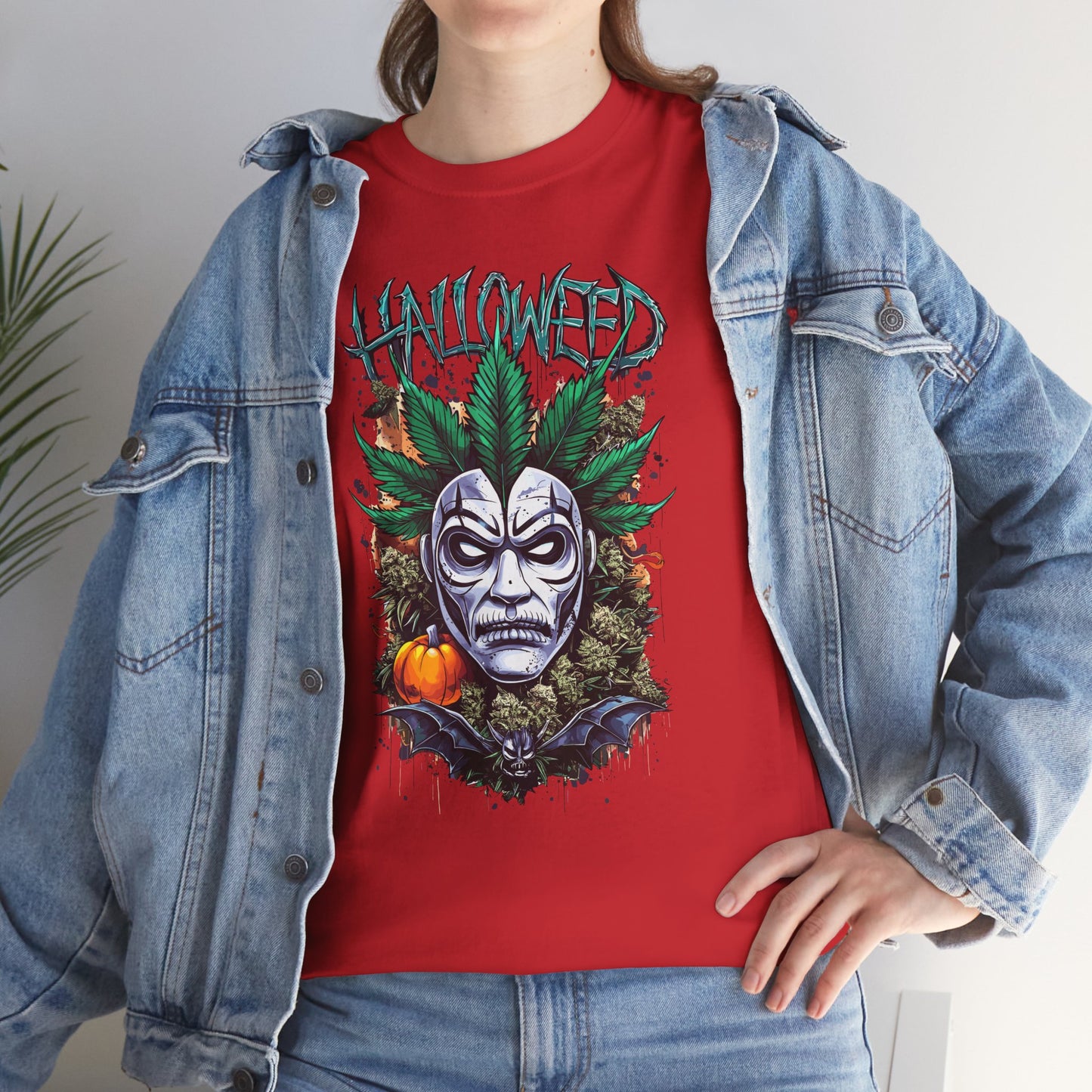 Hallowed Harvest Tee — Halloween Mask & Pumpkin Graphic T-Shirt